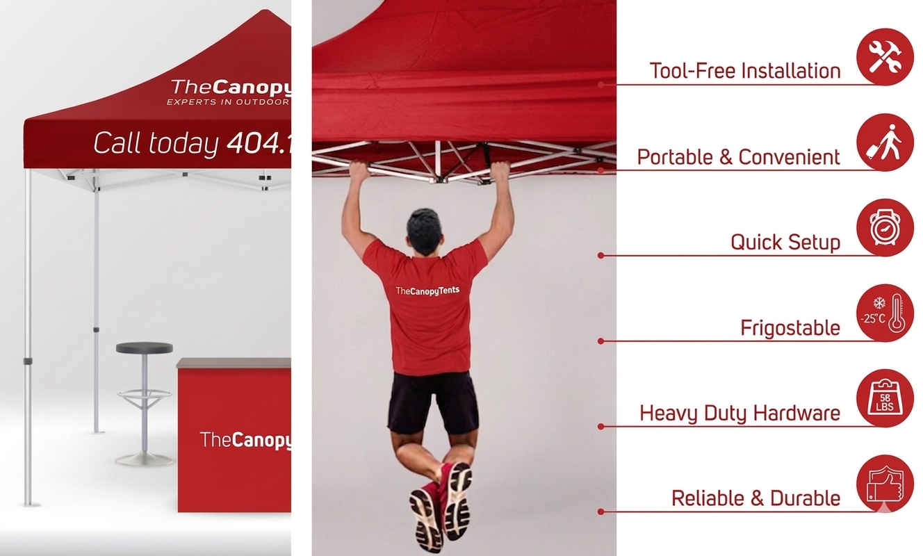 Backwall + Half Wall Package — Restaurant & Franchise shown set up with branded canopy, counter and frame detail