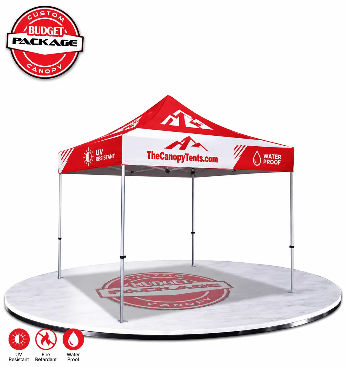10x10 custom canopy tent with full-color printed top for farmers market vendors
